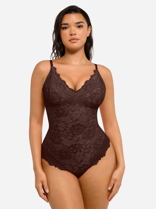 Body sculptant en dentelle fine – décolleté en V élégant